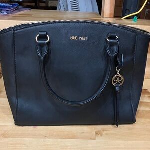 Nine West Black Satchel with Gold Accents